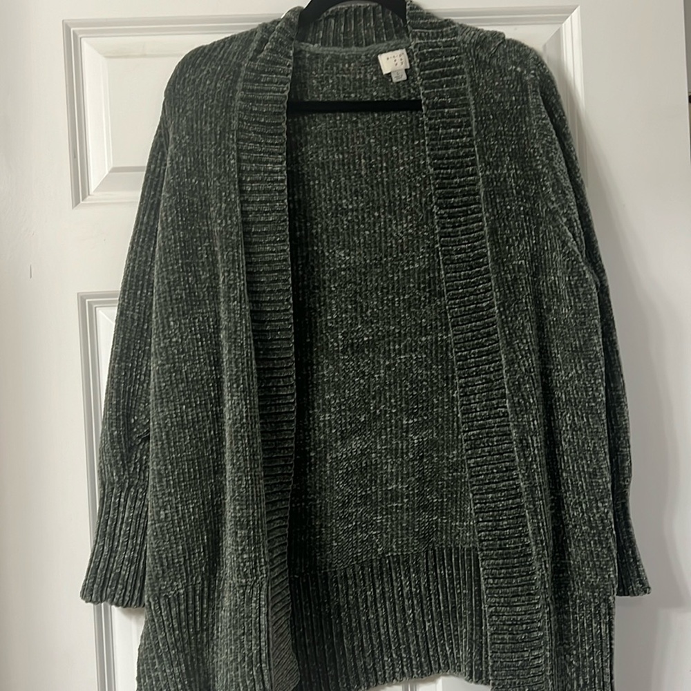 a new day green chenille cardigan